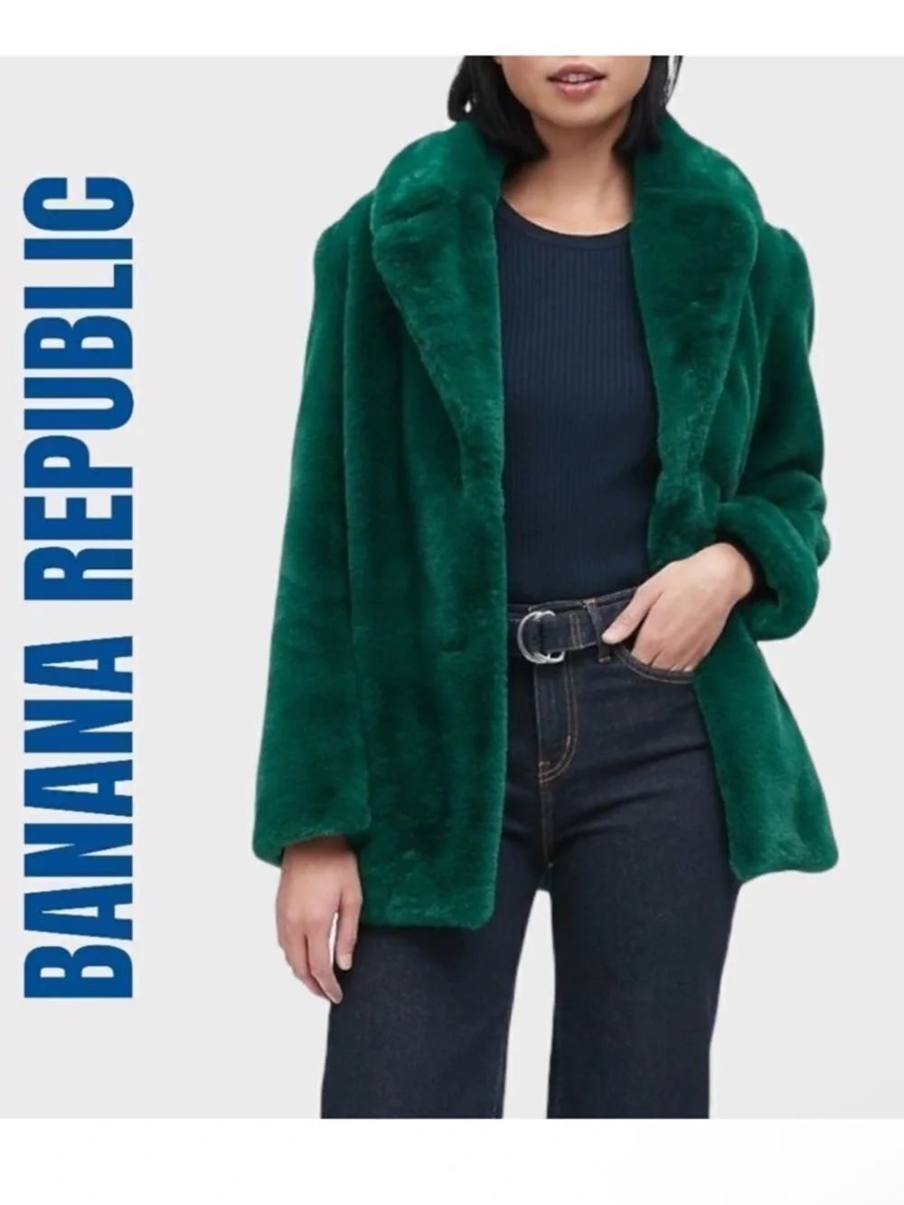 NWT BANANA REPUBLIC Faux Fur Jacket Glen Green S